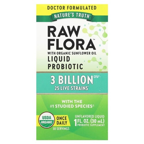 네이쳐스 트루 Nature's Truth, Raw Flora™ 액상 프로바이오틱, 무맛, 30억CFU, 30ml(1fl oz) 상세 이미지