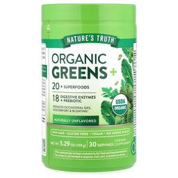 네이쳐스 트루 Nature's Truth, 유기농 Greens+, 천연 무맛, 150g(5.29oz)