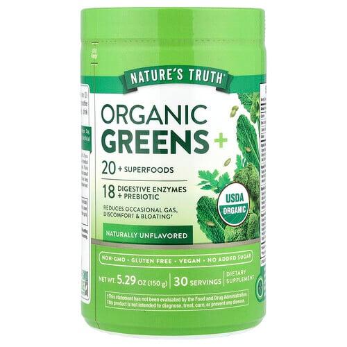 네이쳐스 트루 Nature's Truth, 유기농 Greens+, 천연 무맛, 150g(5.29oz) 상품 이미지
