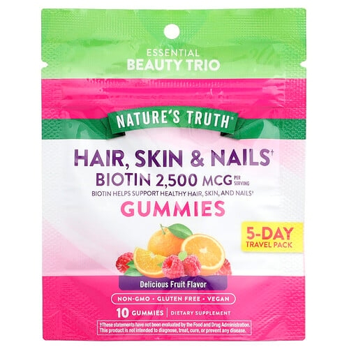 네이쳐스 트루 Nature's Truth, 모발, 피부와 손발톱, 맛있는 과일 맛, 구미젤리 10개 상세 이미지