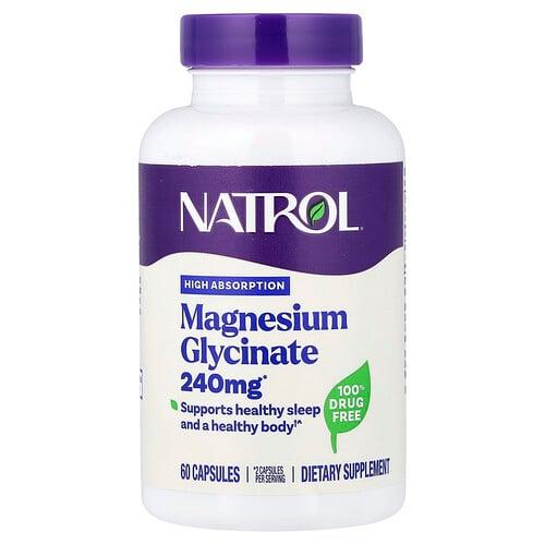 네트롤 Natrol, 마그네슘 글리신산, 고흡수, 캡슐 60정(캡슐 1정당 120mg) 상품 이미지