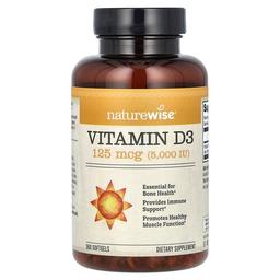 네이쳐와이즈 NatureWise, 비타민D3, 125mcg(5,000IU), 소프트젤 360정