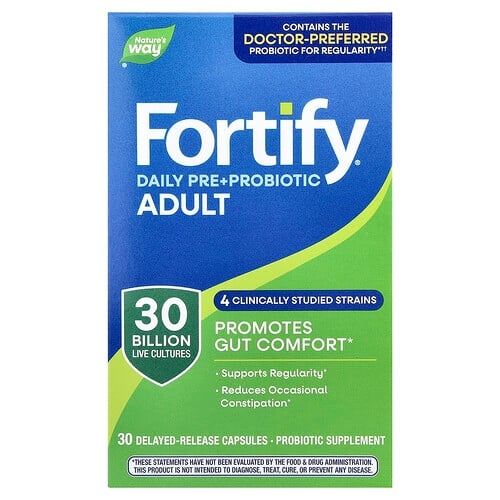 네이쳐스 웨이 Nature's Way, Fortify®, 데일리 프리바이오틱 + 프로바이오틱, 성인용, 지연 방출 캡슐 30정 상세 이미지