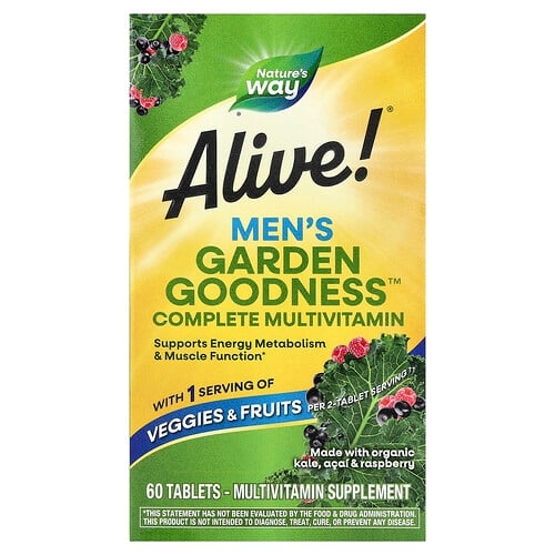 네이쳐스 웨이 Nature's Way, Alive!® Garden Goodness™, 남성용 컴플리트 종합비타민, 60정 상세 이미지