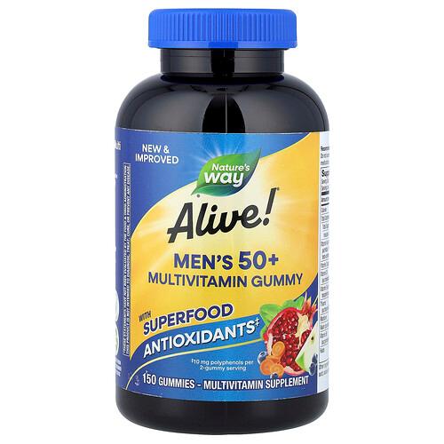 네이쳐스 웨이 Nature's Way, Alive!® 50세 이상 남성용 종합비타민 구미젤리, 과일 맛, 구미젤리 150개 상품 이미지