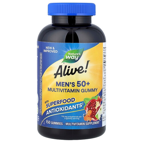 네이쳐스 웨이 Nature's Way, Alive!® 50세 이상 남성용 종합비타민 구미젤리, 과일 맛, 구미젤리 150개 상세 이미지