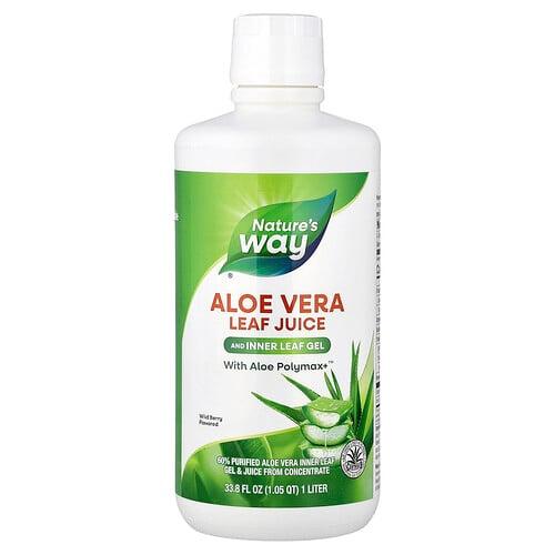 네이쳐스 웨이 Nature's Way, 알로에베라 잎즙 및 내추럴 잎 젤, Aloe Polymax+™ 함유, 야생 베리 맛, 1리터(33.8fl oz) 상품 이미지
