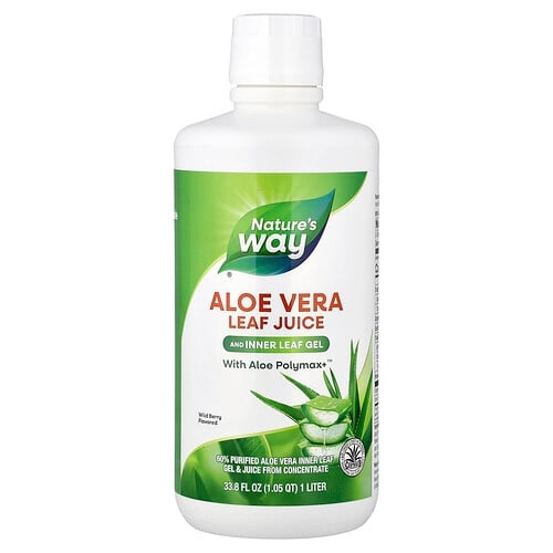 네이쳐스 웨이 Nature's Way, 알로에베라 잎즙 및 내추럴 잎 젤, Aloe Polymax+™ 함유, 야생 베리 맛, 1리터(33.8fl oz) 상세 이미지