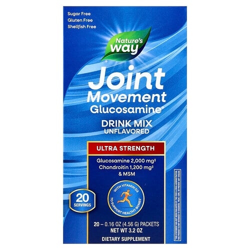 네이쳐스 웨이 Nature's Way, Joint 무브먼트 Glucosamine®, 드링크 믹스, 울트라 스트렝스, 무맛, 20팩, 개당 4.56g(0.16oz) 상세 이미지