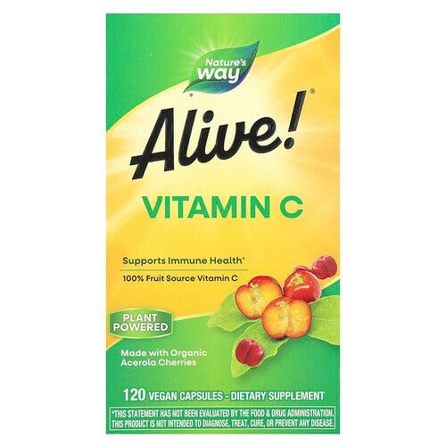 네이쳐스 웨이 Nature's Way, Alive!®, 비타민C, 비건 캡슐 120정(캡슐당 125mg) 상품 이미지