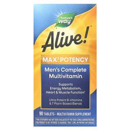 네이쳐스 웨이 Nature's Way, Alive!® 맥스3 효능, 남성용 컴플리트 종합비타민, 90정