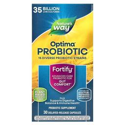 네이쳐스 웨이 Nature's Way, Optima® 프로바이오틱, Fortify®, 편안한 장, 350억, 지연 방출 캡슐 30정