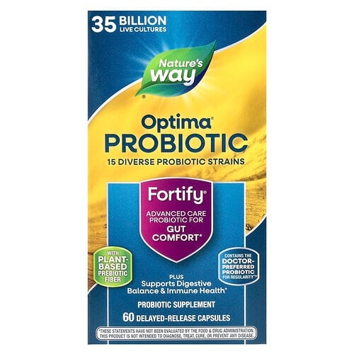네이쳐스 웨이 Nature's Way, Optima® 프로바이오틱, Fortify®, 편안한 장, 350억, 지연 방출 캡슐 60정 상세 이미지