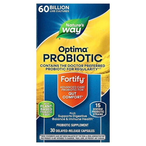 네이쳐스 웨이 Nature's Way, Fortify®, Optima® 프로바이오틱, 600억CFU, 지연 방출 캡슐 30정 상세 이미지
