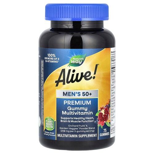 네이쳐스 웨이 Nature's Way, Alive! 50세 이상 남성용 프리미엄 구미젤리 컴플리트 종합비타민, 오렌지, 포도 & 체리, 구미젤리 75개 상품 이미지