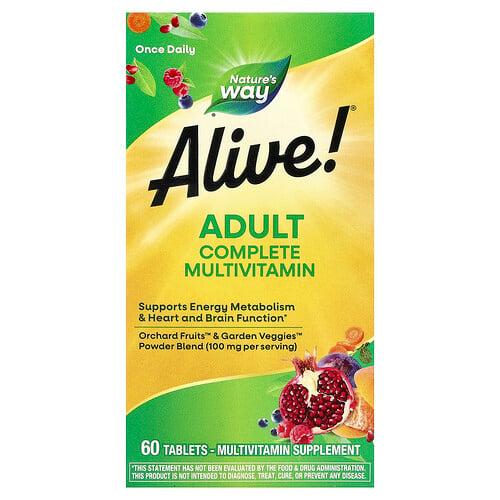 네이쳐스 웨이 Nature's Way, Alive!® 어덜트 컴플리트 종합비타민, 60정 상품 이미지