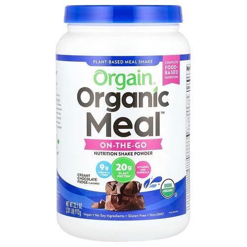 올게인 Orgain, Organic Meal™, 휴대용 셰이크분말, 식물성 셰이크분말, 크리미 초콜릿 퍼지, 912g(2.01lb) 상품 이미지
