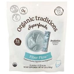 Organic Traditions, Fiber Flow™, 무맛, 스틱 12개, 각 9g(0.32oz)
