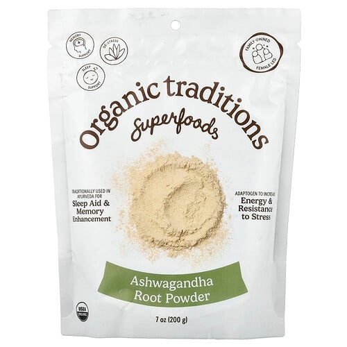 Organic Traditions, 아슈와간다 뿌리가루, 200g(7oz) 상세 이미지