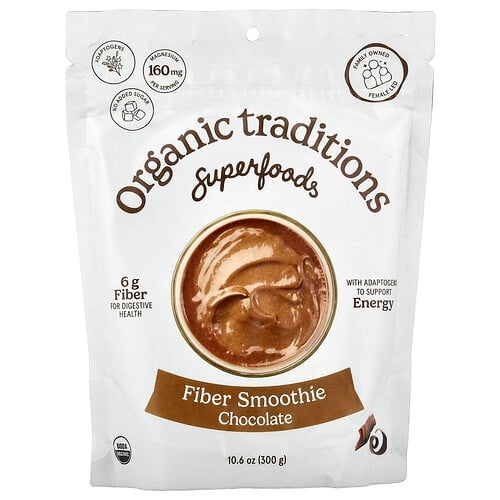 Organic Traditions, 슈퍼 푸드, 식이섬유 스무디, 초콜릿 맛, 300g(10.6oz) 상세 이미지