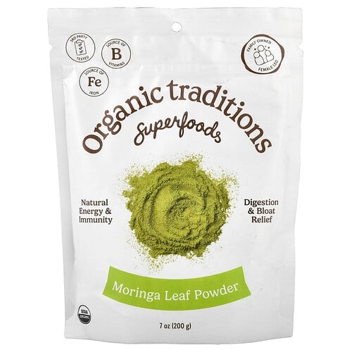 Organic Traditions, 슈퍼 푸드, 모링가 잎 분말, 200g(7oz) 상세 이미지