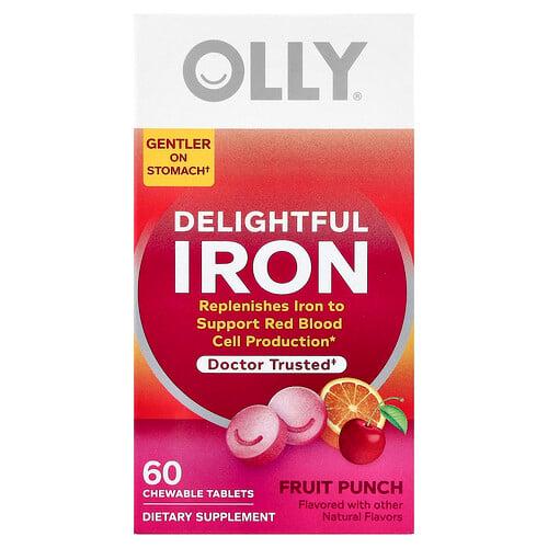 올리 OLLY, 딜라이트풀 철분, 만 4세 이상, 과일 펀치, 츄어블 60정 상품 이미지