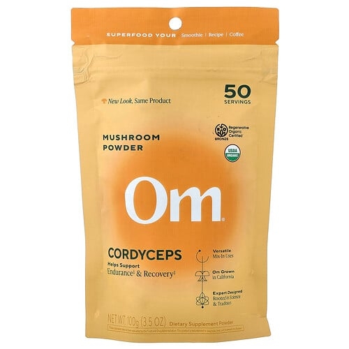 옴 머시룸즈 Om Mushrooms, 버섯 분말, 동충하초, 100g(3.5oz) 상세 이미지