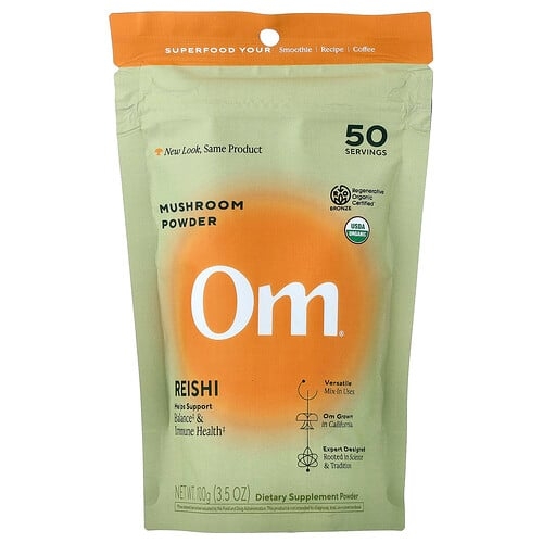 옴 머시룸즈 Om Mushrooms, 버섯 분말, 영지버섯, 100g(3.5oz) 상세 이미지