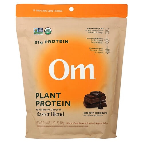 옴 머시룸즈 Om Mushrooms, Master Blend, 식물성 단백질, 크리미 초콜릿 맛, 546g(1.2lb) 상세 이미지