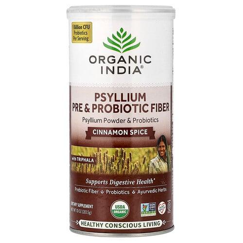 올가닉 인디아 Organic India, 차전자피 프리바이오틱 및 프로바이오틱 식이섬유, 시나몬 스파이스, 283.5g(10oz) 상품 이미지
