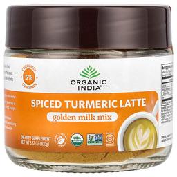 올가닉 인디아 Organic India, 스파이스드 강황 라떼, 골든 밀크 믹스, 100g(3.52oz)