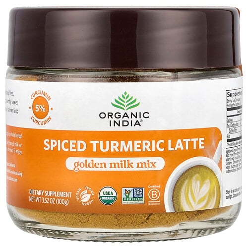 올가닉 인디아 Organic India, 스파이스드 강황 라떼, 골든 밀크 믹스, 100g(3.52oz) 상세 이미지