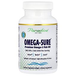 파라다이스 허브 Paradise Herbs, Omega-Sure®, 프리미엄 오메가3 피쉬 오일, 베지 소프트젤 60정