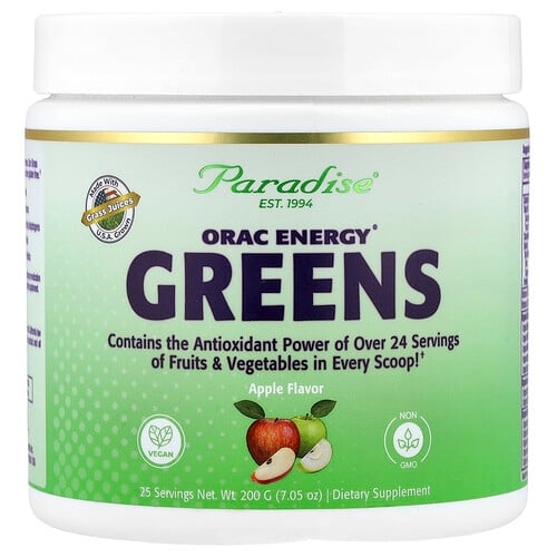 파라다이스 허브 Paradise Herbs, ORAC Energy® 그린스, 사과, 200g(7.05oz) 상세 이미지