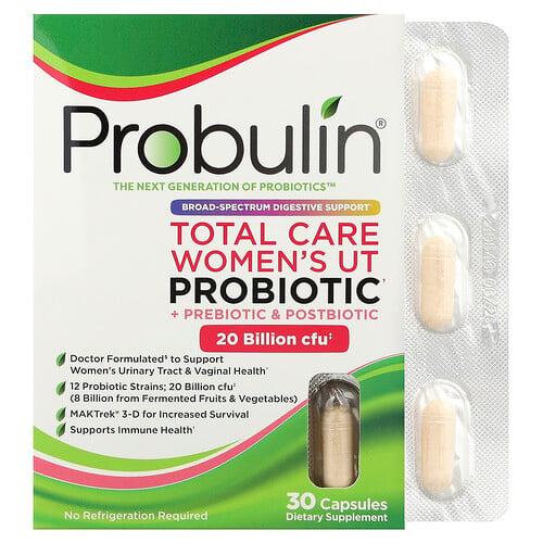 프로불린 Probulin, 토탈 케어 여성용 UT 프로바이오틱 + 프리바이오틱 및 포스트바이오틱, 캡슐 30정 상품 이미지