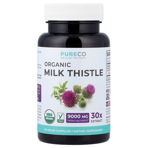 퓨어 코 Pure Co., 유기농 밀크시슬, 비건 캡슐 60정(캡슐 1정당 300mg) 상품 이미지