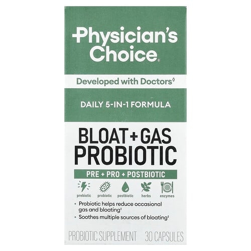 Physician's Choice, 복부 팽만감 + 가스 프로바이오틱, 캡슐 30정 상세 이미지