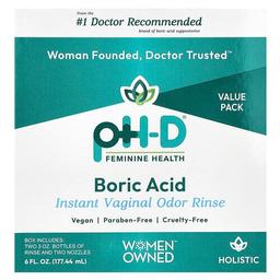 pH-D Feminine Health, 보릭산, 인스턴트 질 냄새 세정제, 젖병 2개, 노즐 2개, 177.44ml(6fl oz)