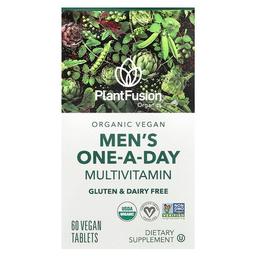플랜드퓨전 PlantFusion, 유기농 비건 남성용 하루 한 알 종합비타민, 비건정 60정