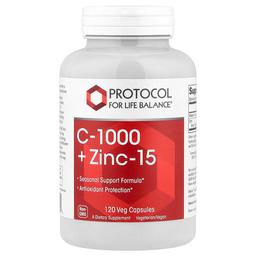 프로토콜 포 라이프 발란스 Protocol for Life Balance, C-1000 + 아연-15, 베지 캡슐 120정