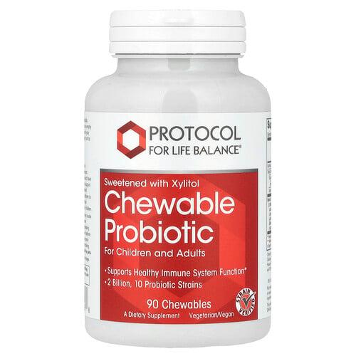 프로토콜 포 라이프 발란스 Protocol for Life Balance, 츄어블 프로바이오틱, 어린이 및 성인용, 20억, 츄어블 90정 상품 이미지