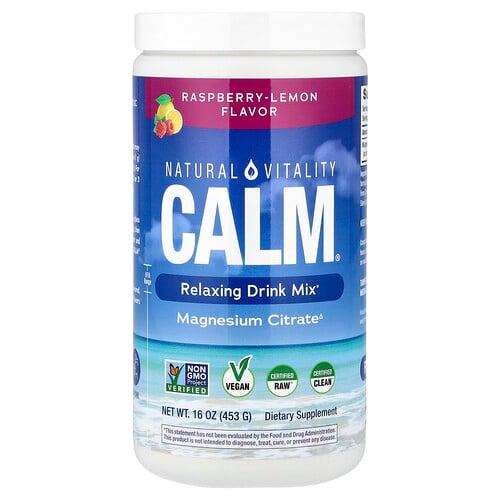 네츄럴 바이탈리티 Natural Vitality, CALM®, 릴랙싱 드링크 믹스, 라즈베리-레몬, 453g(16oz) 상품 이미지