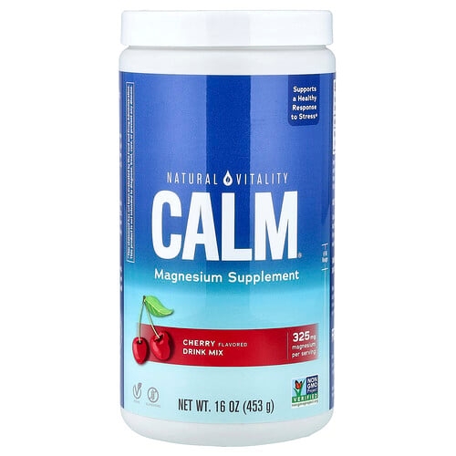 네츄럴 바이탈리티 Natural Vitality, CALM, 스트레스 방지 드링크 믹스, 체리, 453g(16oz) 상세 이미지