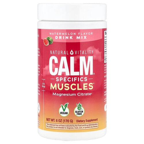 네츄럴 바이탈리티 Natural Vitality, CALM®, Specific Muscles, 마그네슘시트레이트 드링크 믹스, 수박, 170g(6oz) 상세 이미지