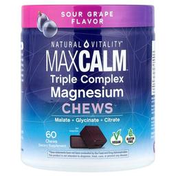 네츄럴 바이탈리티 Natural Vitality, MaxCalm®, 트리플 복합체 마그네슘 츄, 사워 포도 맛, 츄 60개(츄 1개당 150mg)