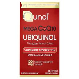 퀴놀 Qunol, Mega CoQ10 유비퀴놀, 100mg, 소프트젤 60정