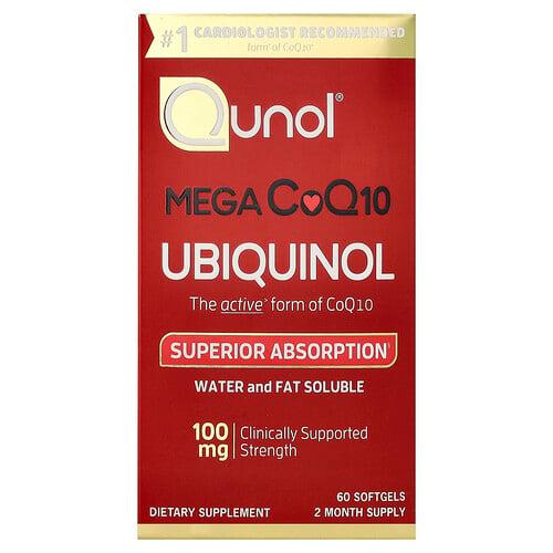 퀴놀 Qunol, Mega CoQ10 유비퀴놀, 100mg, 소프트젤 60정 상품 이미지