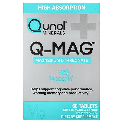 퀴놀 Qunol, Q-MAG™, 마그네슘 L-트레온산, 60정(1정당 72mg) 상세 이미지