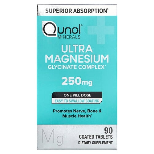 퀴놀 Qunol, 울트라 마그네슘 글리시네이트 복합체, 250mg, 코팅 정제 90정 상세 이미지