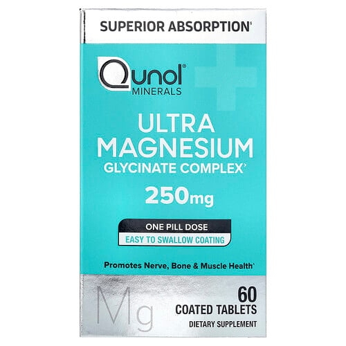 퀴놀 Qunol, 울트라 마그네슘 글리시네이트 복합체, 250mg, 코팅 정제 60정 상세 이미지